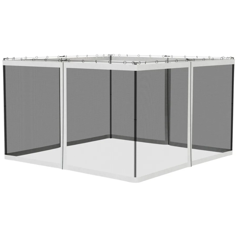 

10' x 12' Replacement Mesh Sidewall Netting for Patio Gazebos and Canopy Tents with Zippers Sidewall Only White