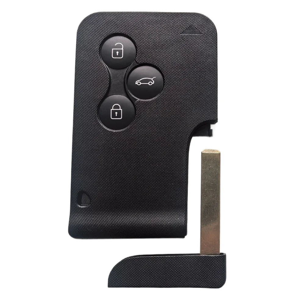 

Replacement 3 Button Smart Card For Renault Clio Logan Megane 2 3 Koleos Scenic Card Case Black Car Key Fob Shell With Small Key