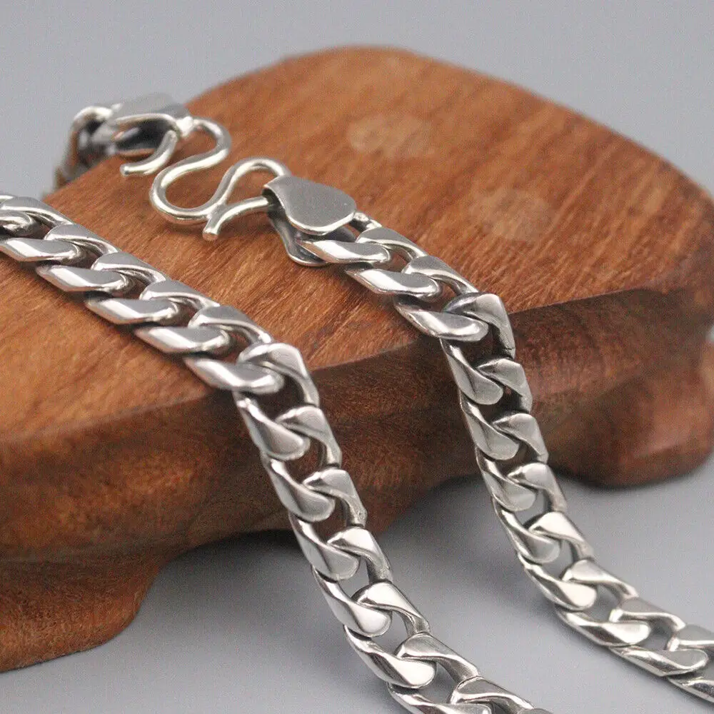 

New 925 Sterling Silver 8mm Curb Link Chain Necklace 22inch For Man