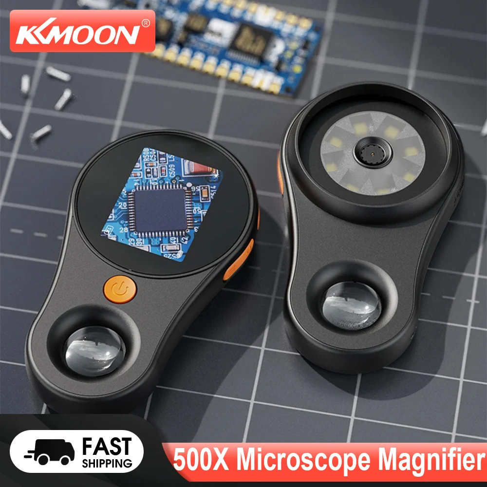 500X Digital Handheld Microscope Magnifier 2 Inch IPS Screen with Light for Electronics Coins Jewelry Watch Repair