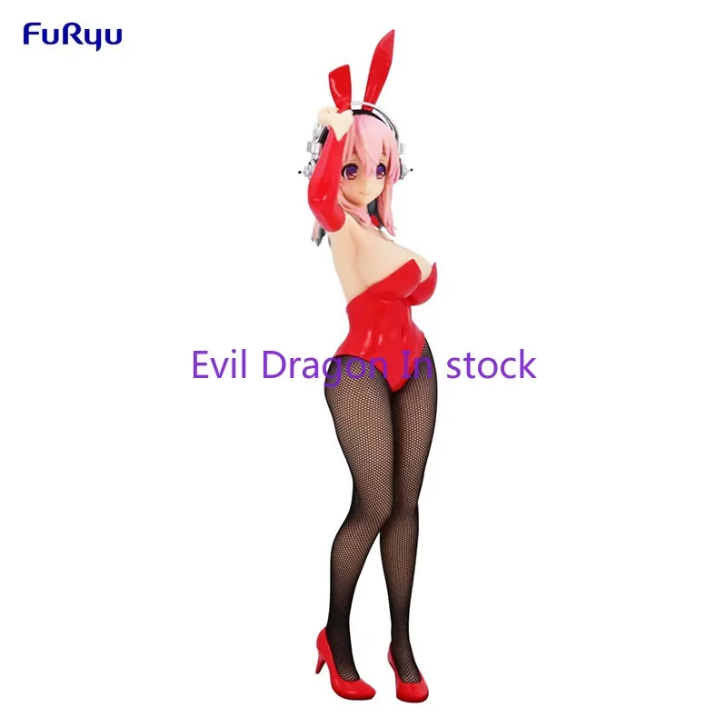 In Stock 100% Original FuRyu BiCute SUPER SONICO Red Bunny Girl Ver 28cm PVC Action Figure Toy Model Holiday Gift