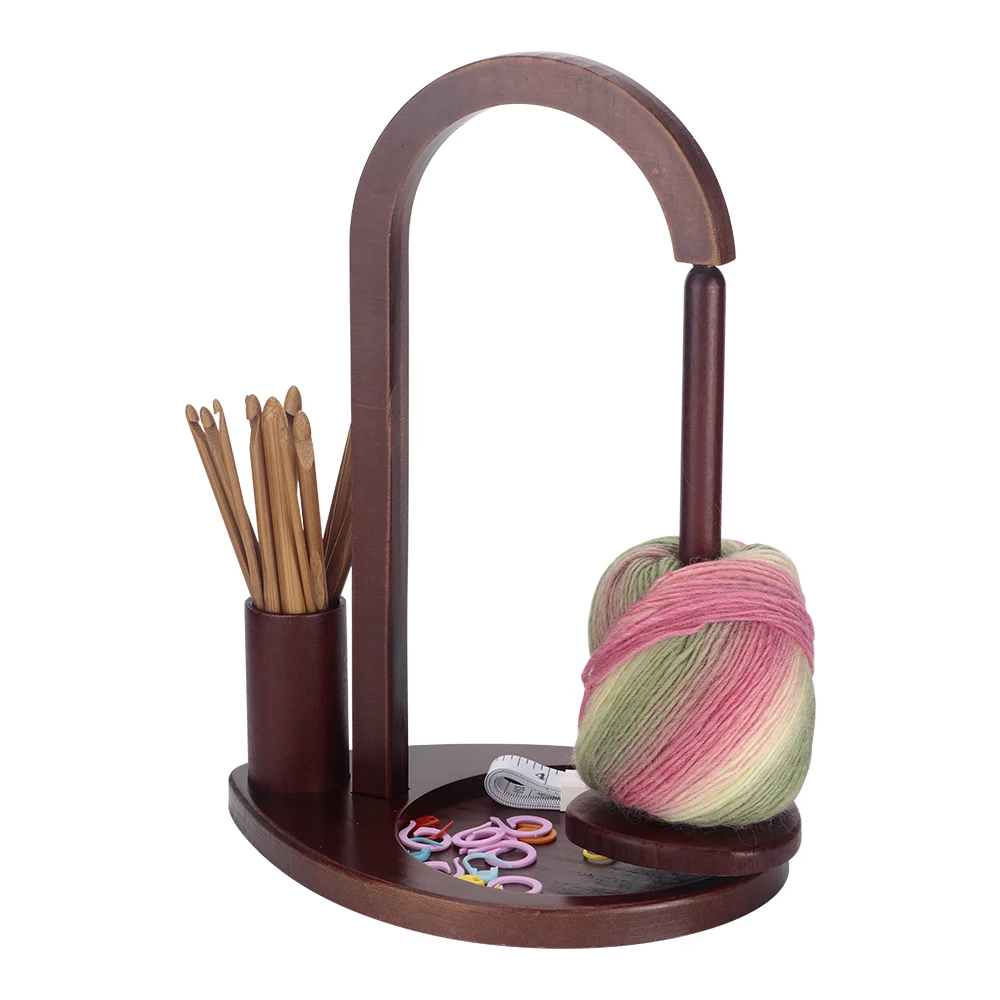 قطعة واحدة من حامل الغزل الخشبي المغناطيسي مع تخزين خطاف كروشيه - لعشاق الحياكة والحياكة، 360 درجة ° دوران-هدية مثالية #1