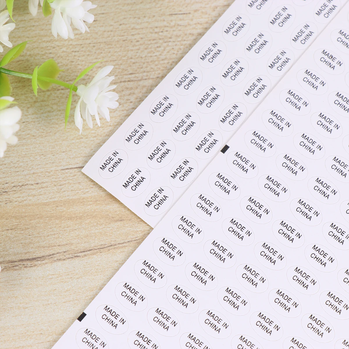 

Made Black Stickers on White Background Waterproof China Imported Seal Number Self Adhesive
