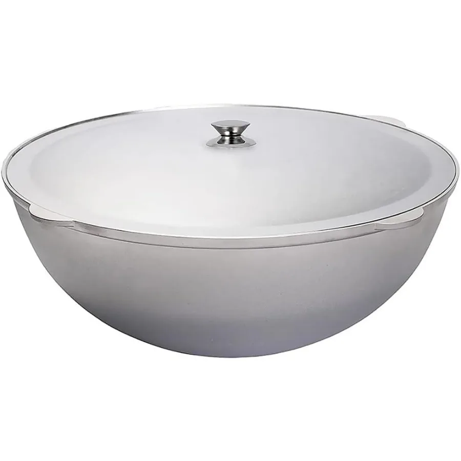 مرجل آسيوي من الألومنيوم المصبوب مع غطاء من الألومنيوم كازان وعاء فرن هولندي أواني طهي للتخييم وعاء المطبخ آمن للفرن باللون الرمادي كالديرو (15 لتر) #1