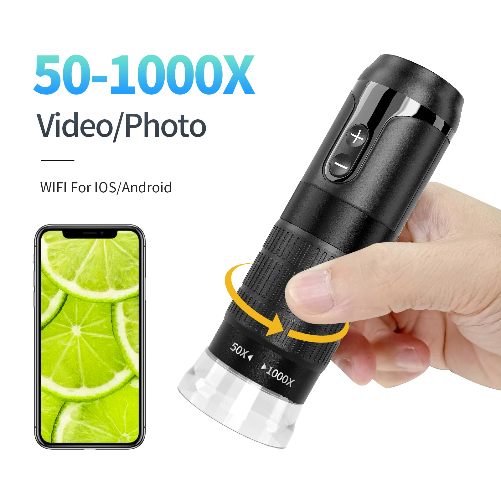 Wireless Digital Microscope 1080P HD 50-1000X Magnification WiFi Microscope Camera with LED Lights for iOS Android PC Inspection