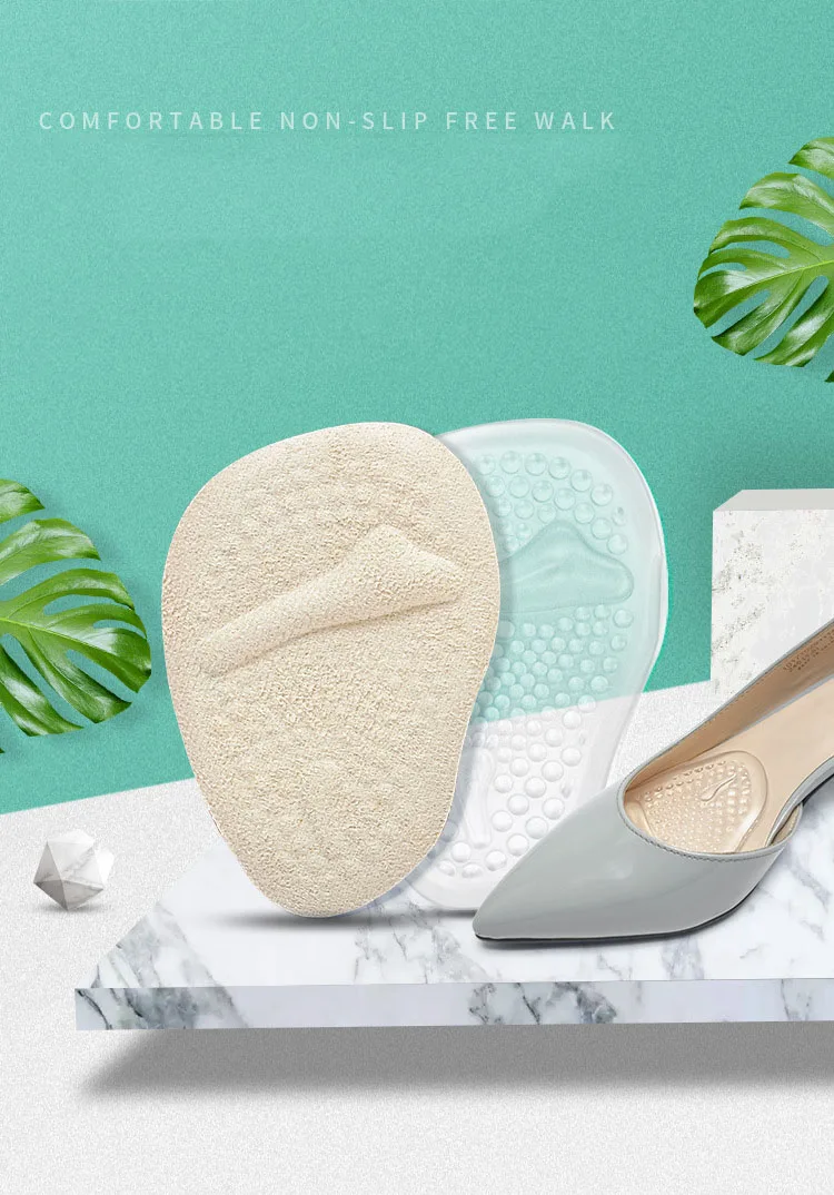Women's forefoot cushion stops foot from sliding forward High heel comfort cushion insert Non-slip Washable, foot gel