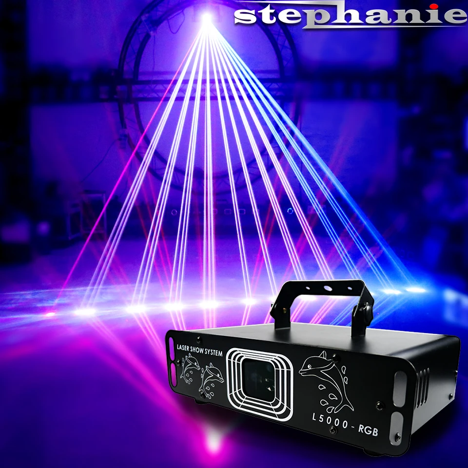 Professional 5W RGB Animation Beam Scanner Stage Laser Light Projector DJ Disco Lights Bar Club Party Wedding Effect Show Lamp