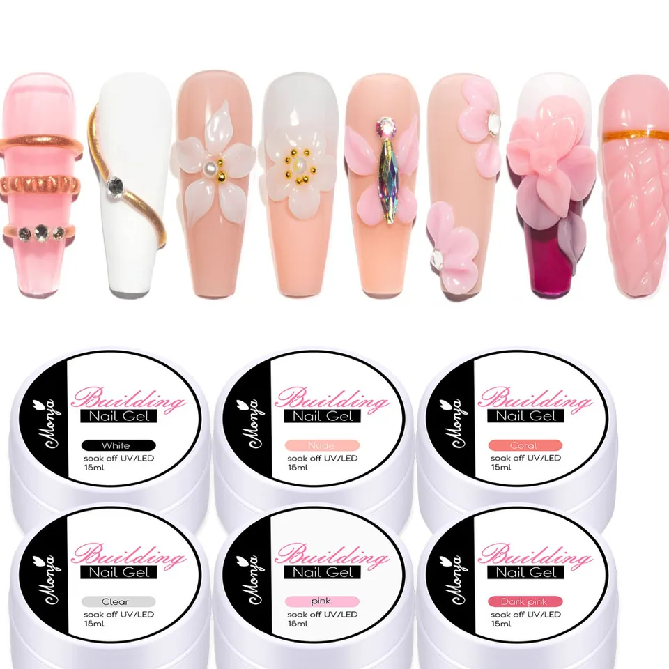 5/15ml de gel de extensión de uñas claro no pegajoso, gel duro para esculpir/tallar, UV/LED, gel lechoso, DIY 4