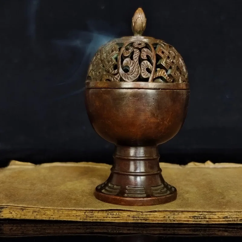 Antique Bronze Wholesale Hollow Lotus Gossip Incense Burner Boshan Furnace Home Incense Burner Tea Ceremony Tea Art Zen Incense