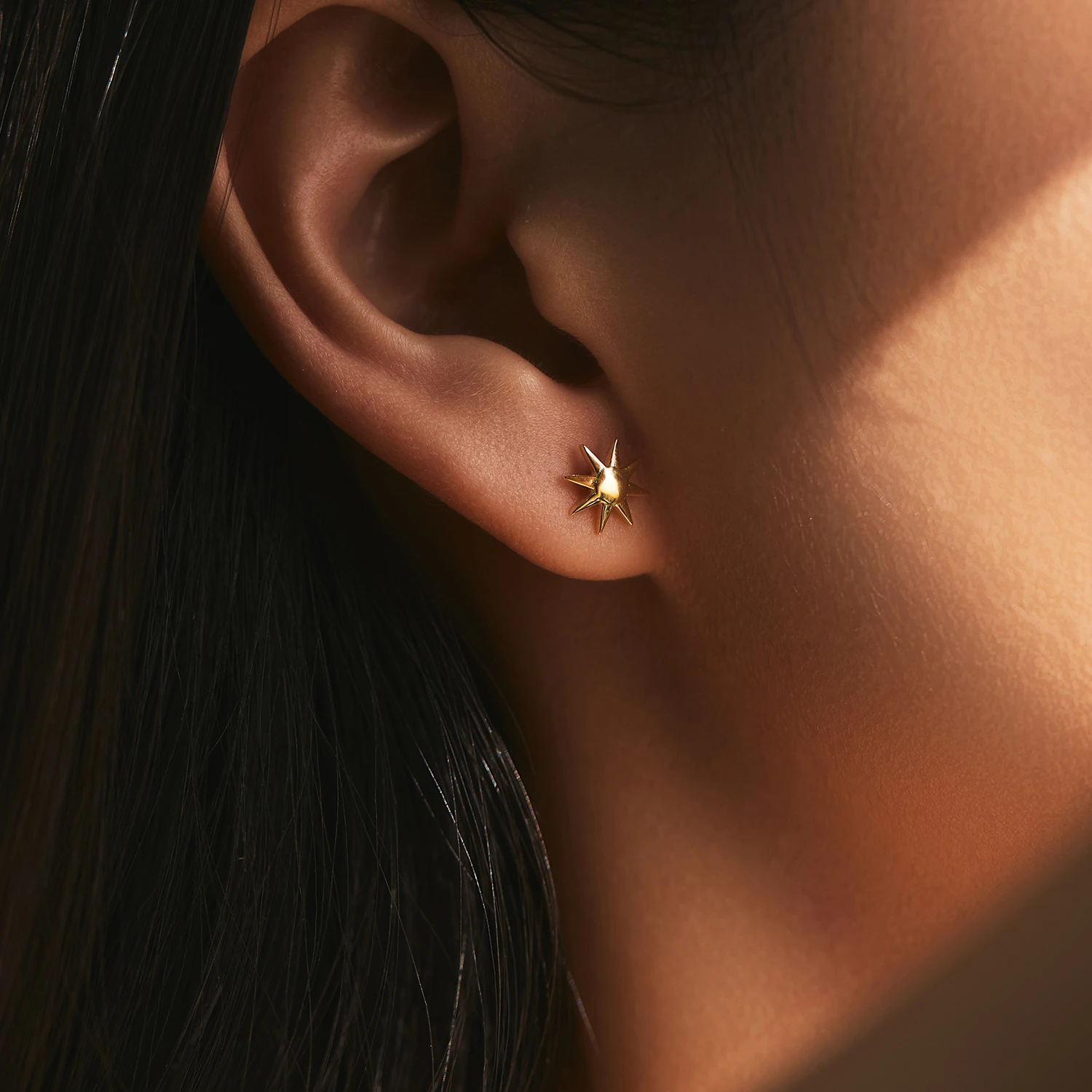 MODIAN 925 Sterling Silver Trendy Delicate Golden Color Sun Unisex Stud Earrings For Men Women Fine Jewelry