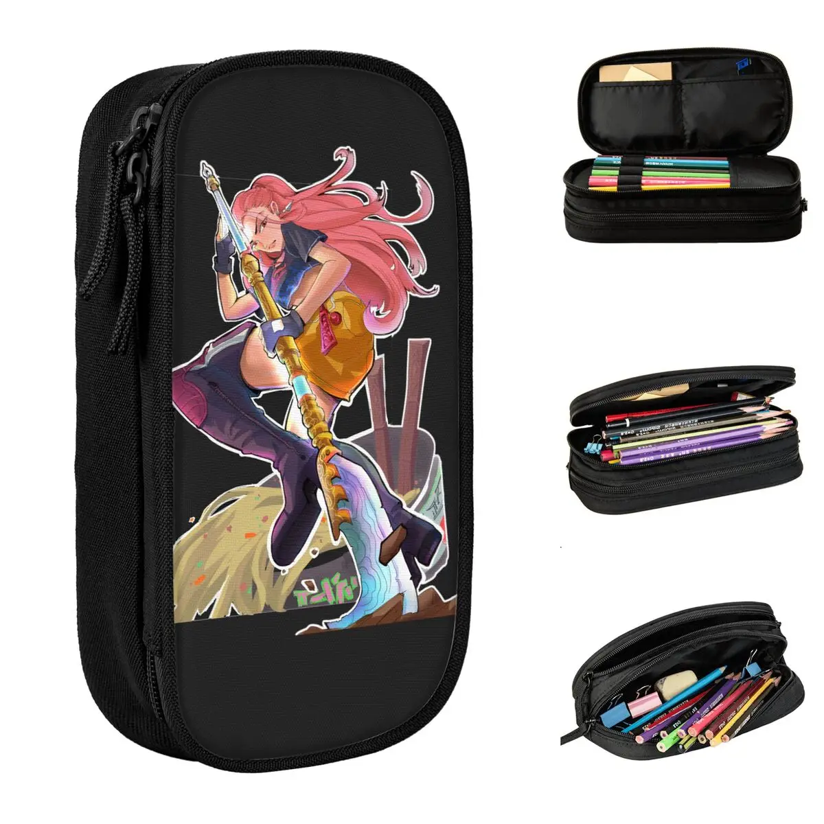 Divertenti Kpop Demon Hunters Mira Astucci per matite Scatola per matite Scatola per penne per studenti Grandi borse portaoggetti Materiale scolastico Accessori regalo