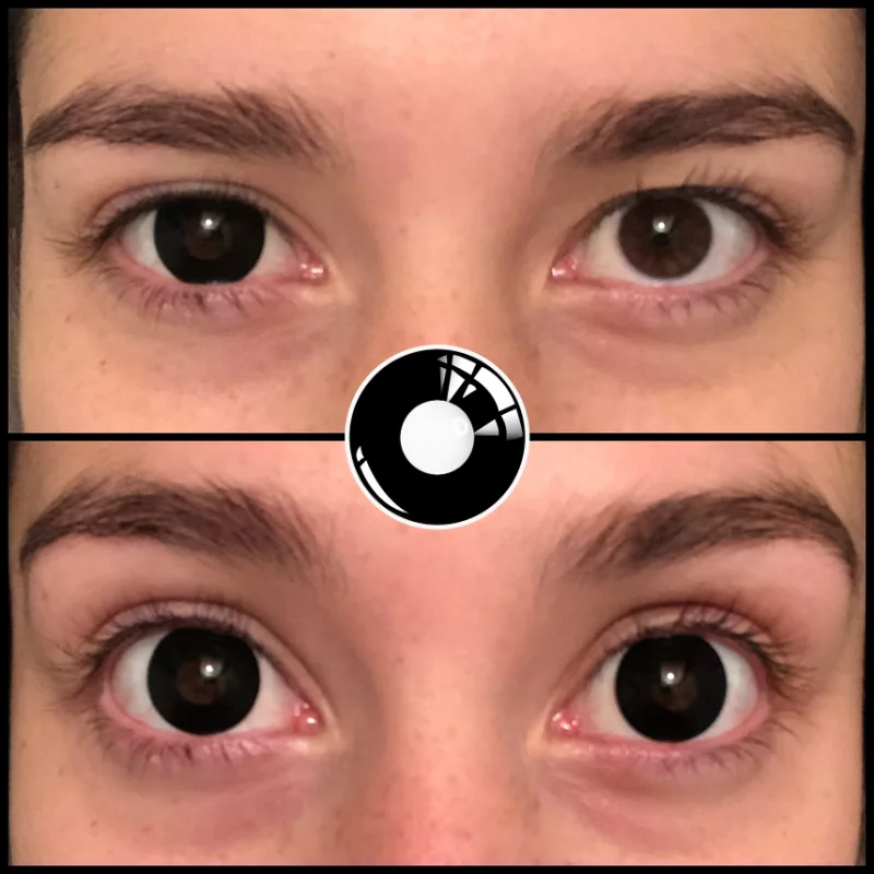 Uyaai 2 Stuks Halloween Kleurrijke Contactlenzen Anime Cosplay Eye Lenzen Veelkleurige Lenzen Lenzen Wit Zwart Rode Lenzen