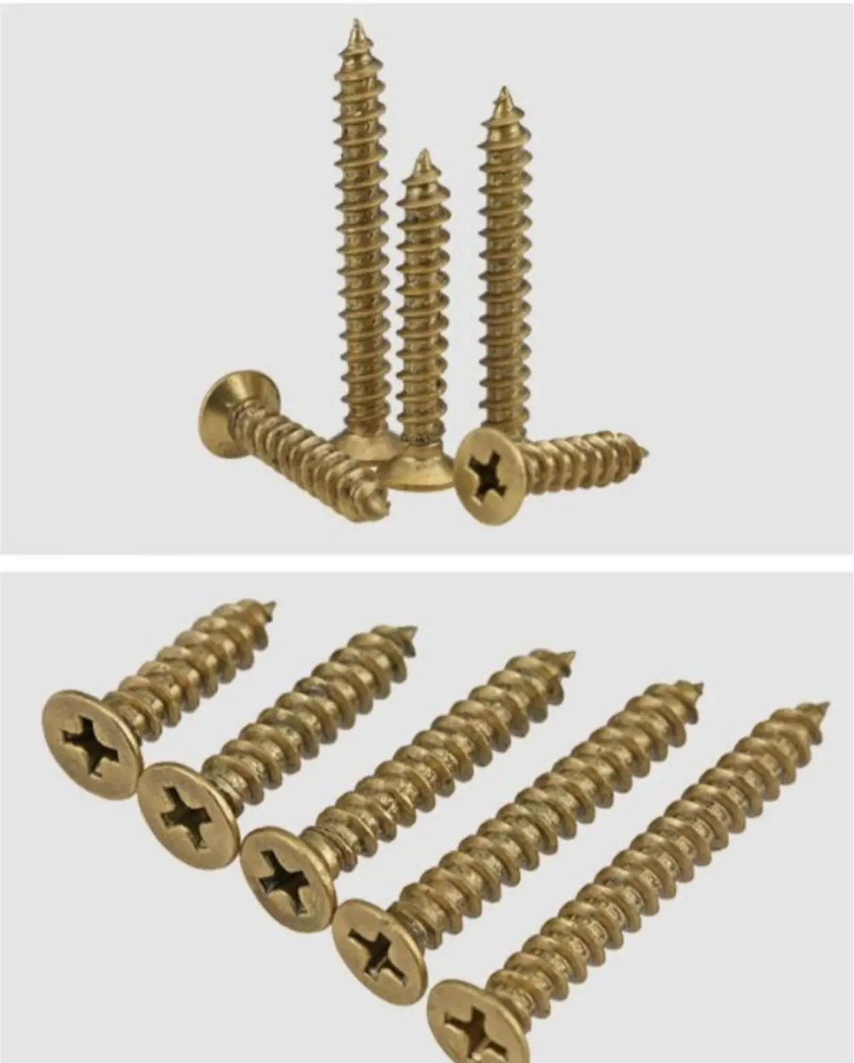 6-80pcs Brass Cross Recessed Countersunk Head Pointed Tail Self-Tapping Screws M3 M3.5M4M5 Phillips Flat Head Tapping Wood Screw