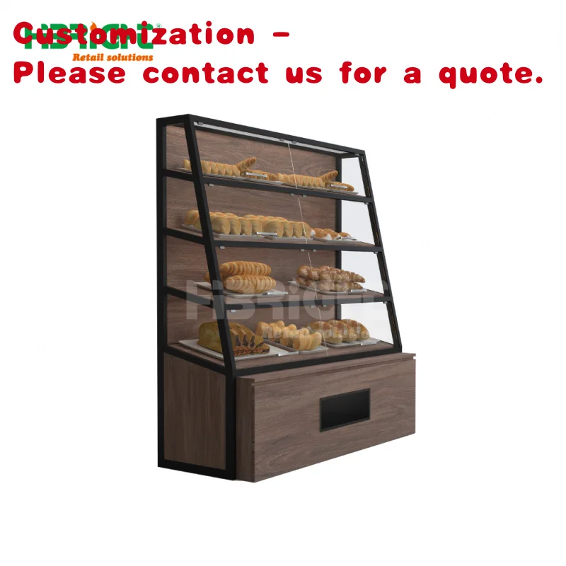 custom.Large Capacity Double-Sided Heavy Duty Customized Size Color Modern Design Supermarket Bread Display Cabinet