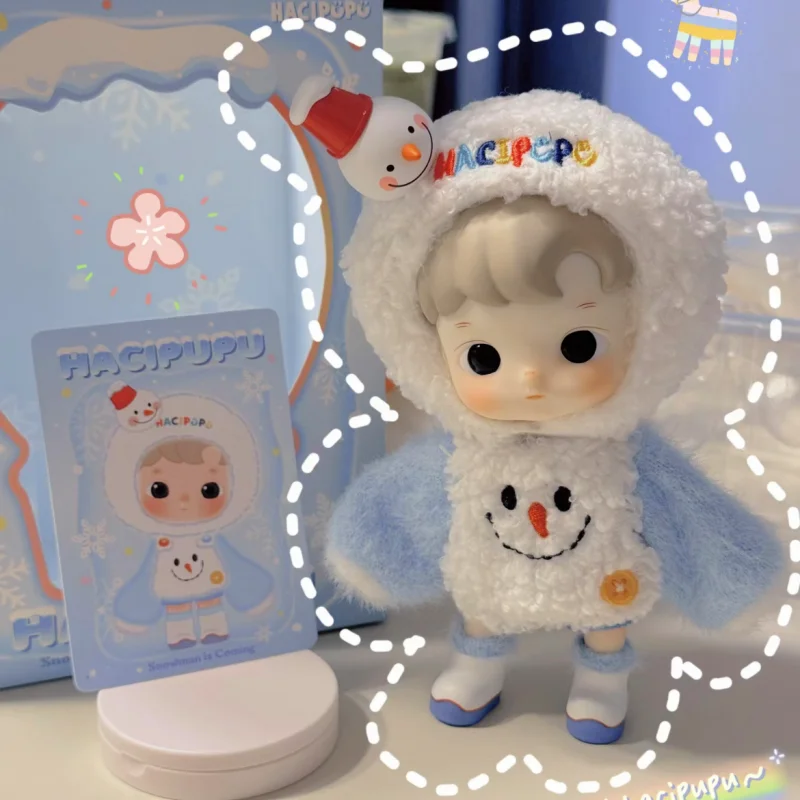 Kawaii Genuine Hacipupu Snowman Visit Cute Model Dolls Pvc New Fashion Ornaments Figures Collectible Toy Holiday Xmas Gifts