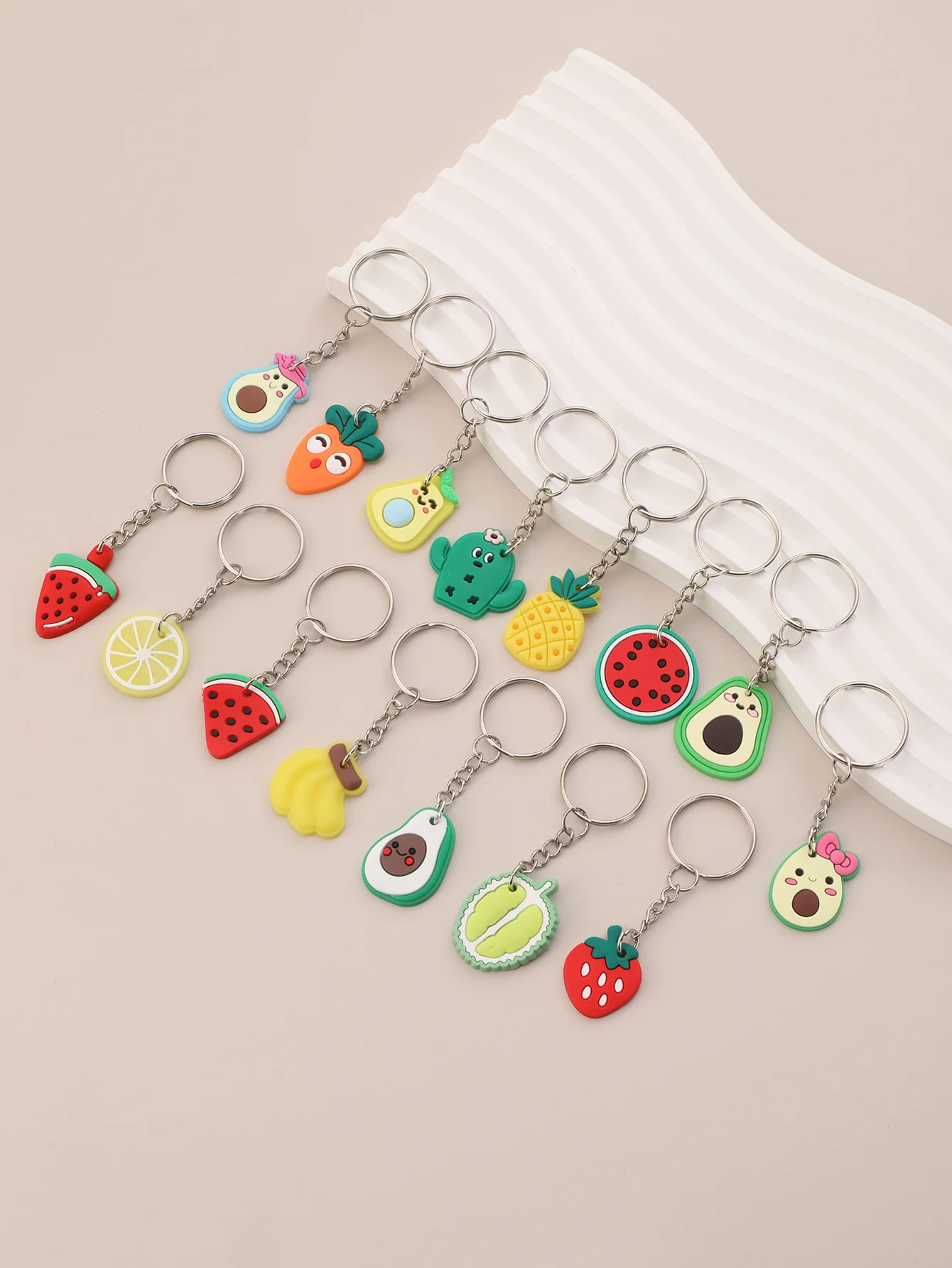 16pcs/set Cute Summer Fruits Watermelon Keychain Party Favors Goodie purse Bags Backpack Gifts For Birthday Party Keyring