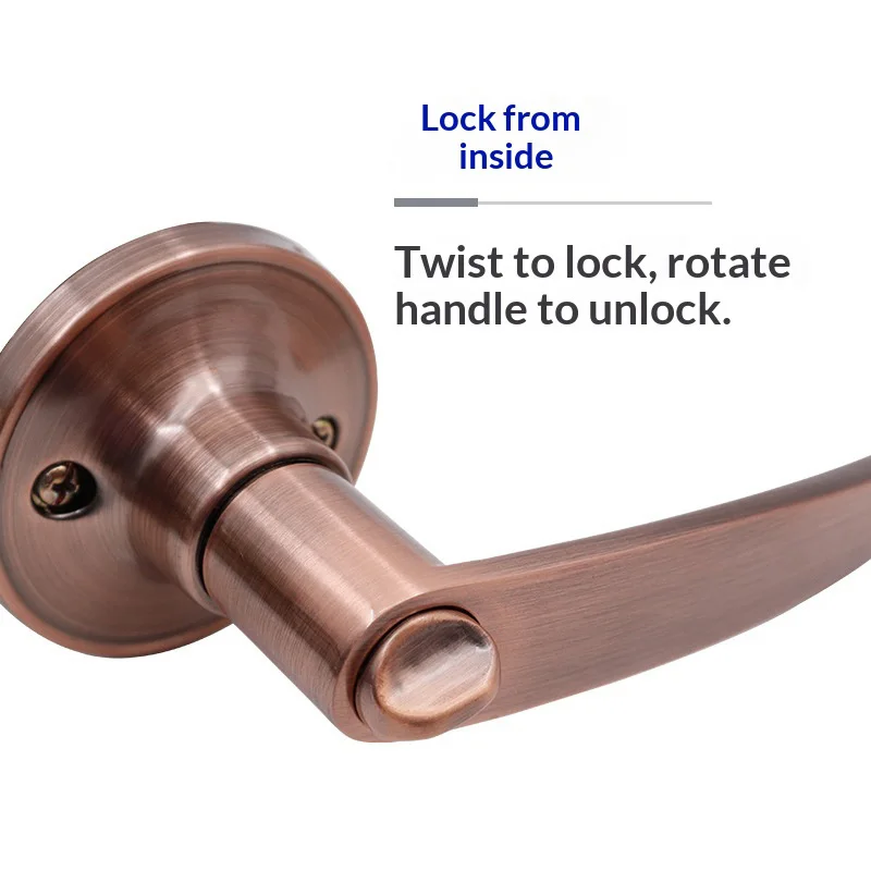 Three-bar lock stainless steel spherical door lock home room bedroom handle lock universal mechanical lock retro lock black