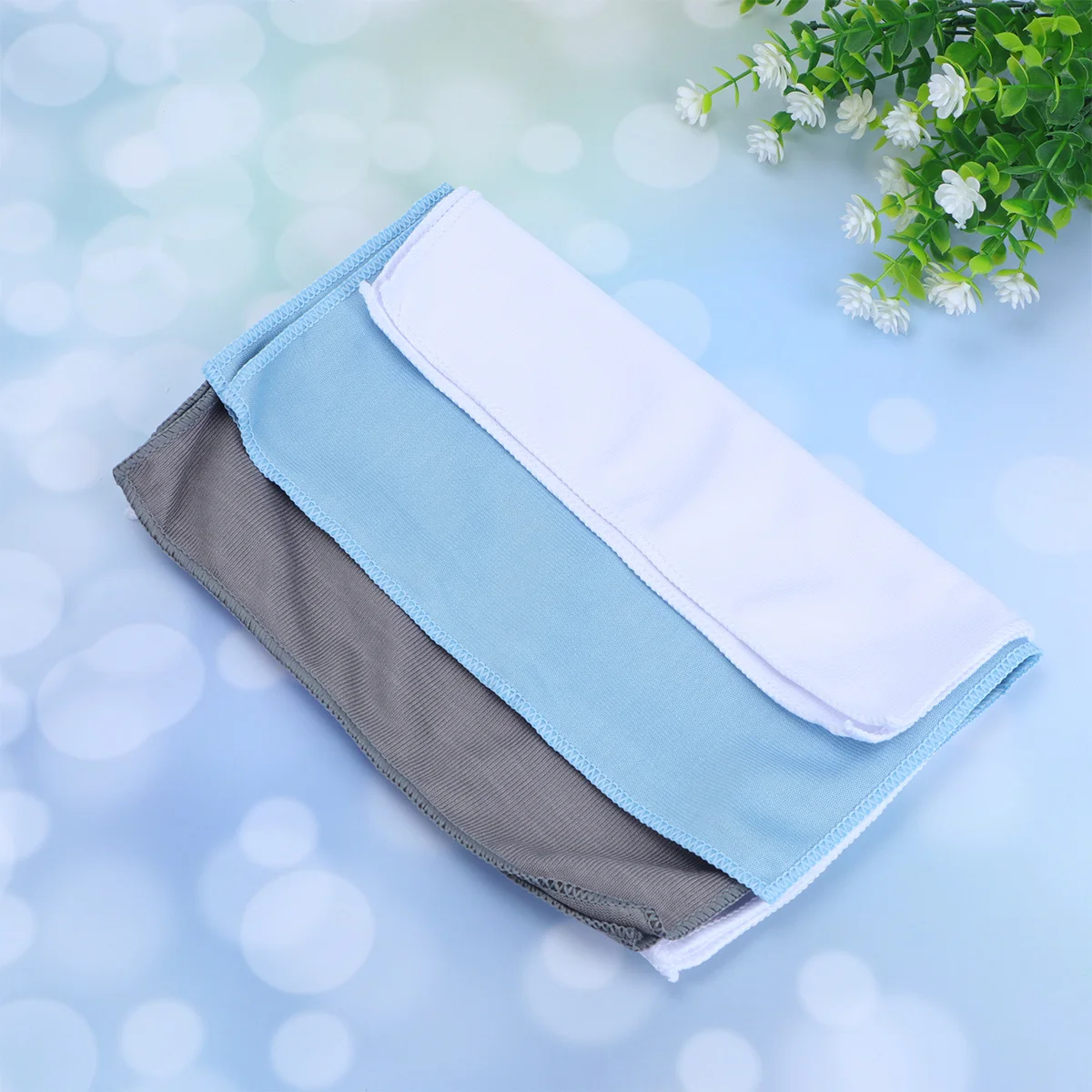 

6Pcs Microfiber Glass Smear Free Polishing Cloth Drying Towels for Wine Stemware Dishes White Blue Grey