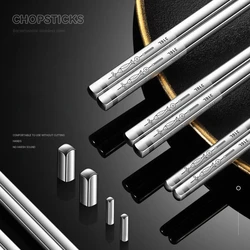 Reusable Korean Chopsticks 316L Stainless Steel Non-Slip Japanese Food Chinese Sushi Metal Laser Engraving Chop Sticks Tableware
