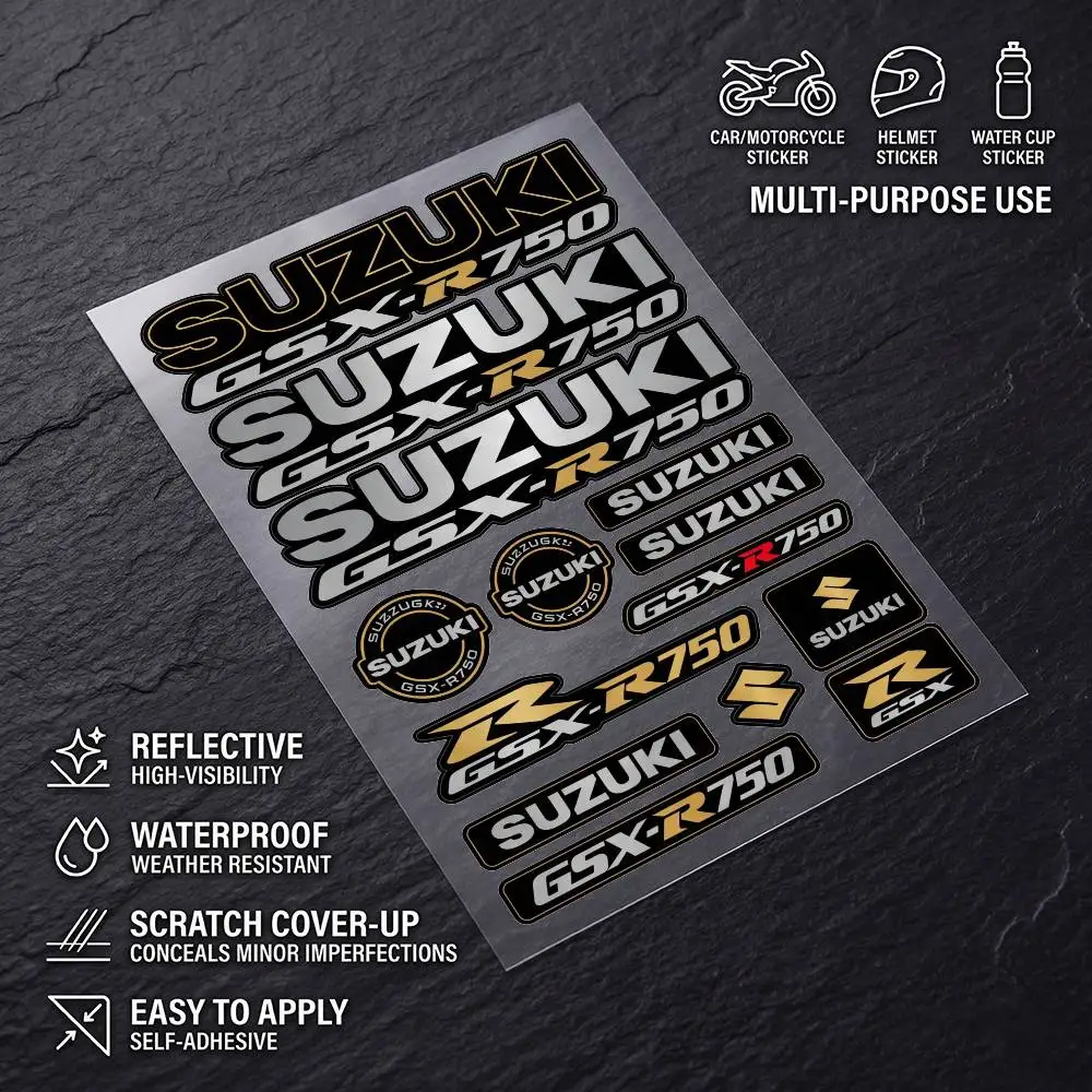 FOR SUZUKI GSX-R750 Waterproof Reflective Scratch Cover Sticker Universal Decor Decal For Car Motorcycle Helmet Refrigerator