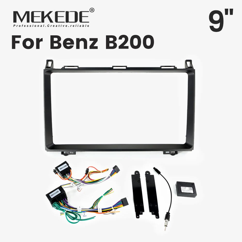 Car Radio Frame for Mercedes-Benz B200 9inch Bezel Frame Dashboard Mounting Panel Frame Cable Canbus Protocol Box Complete Set