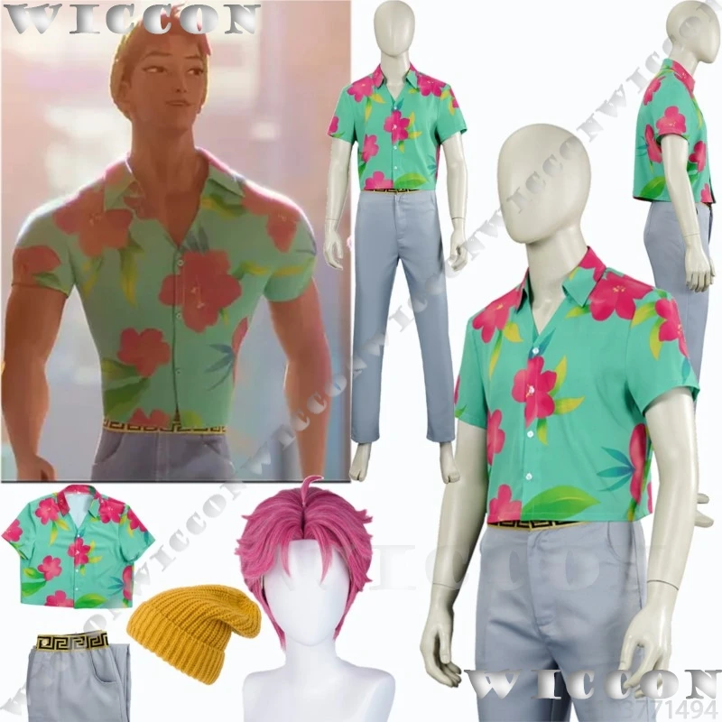 

Эбби Сода Поп Kpop Охотник на демонов Сая для мальчиков Косплей Костюм Зеленый узор Рубашка Парик Вязаная шапка Хэллоуин Идол Мальчики Групповая сцена