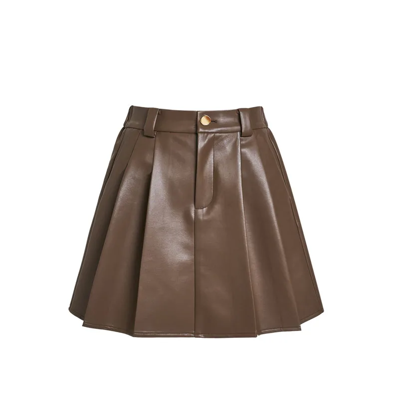 

Женская юбка Ojear Flagip Store из искусственной кожи, весна-осень, А-силуэт, с высокой талией, плиссированная, для повседневной носки, короткая