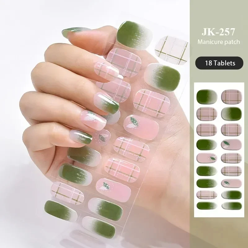 UV Semi-Curado Gel Nail Patch, Multicolor Nail Art Adesivos, Gradiente Nu, Slider Adesivo, de Longa Duração, Manicure DIY, 24 Dicas por Folha