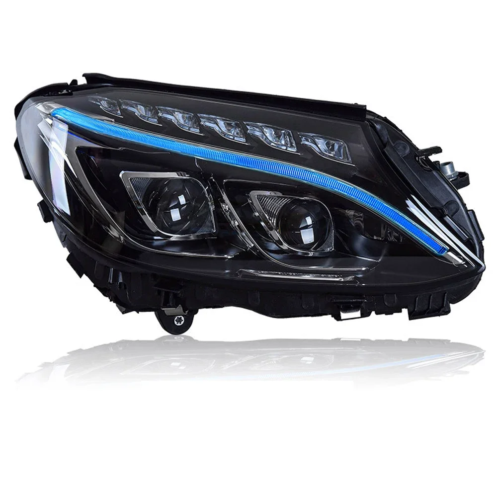 Car Lights For W205 C Class S205 2015-2020 LED Headlights DRL Dynamic Turn Signal Lamp Low Beam High Beam Projector Lens Upgrade
