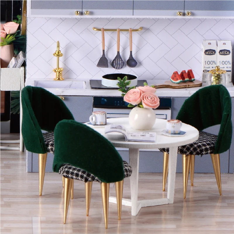 Wooden Miniature Doll House DIY Duplex Apartment Production 3D Puzzle Assembly Building Toy Decoration with Furniture Dollhouse