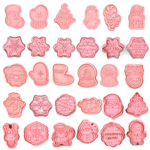 Carimbo De Massa De Biscoitos De Plástico De Natal, Molde De Biscoito Pressível Dos Desenhos Animados 3D, Pastelaria De Cozimento De Confeitaria, Cortador De Bakeware 8 principais vendas formas biscuit - №2