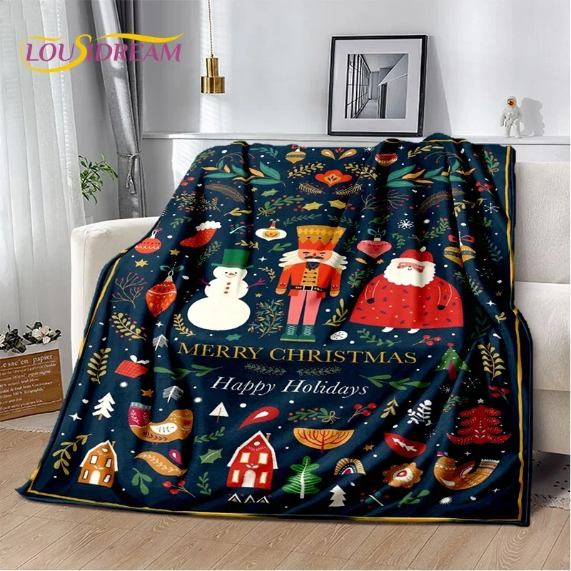 Christmas Tree New Year Nutcracker Cartoon Fairy Tales Blanket,Soft Throw Blanket for Home Bedroom Bed Sofa Cover Child Gift