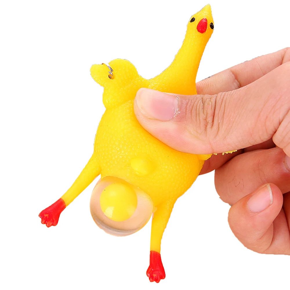 Children Gift Novelty Pranks Maker Gags Spoof Toy Trinket Practical Jokes Key Ring Tricky Toys Chicken Laying Eggs