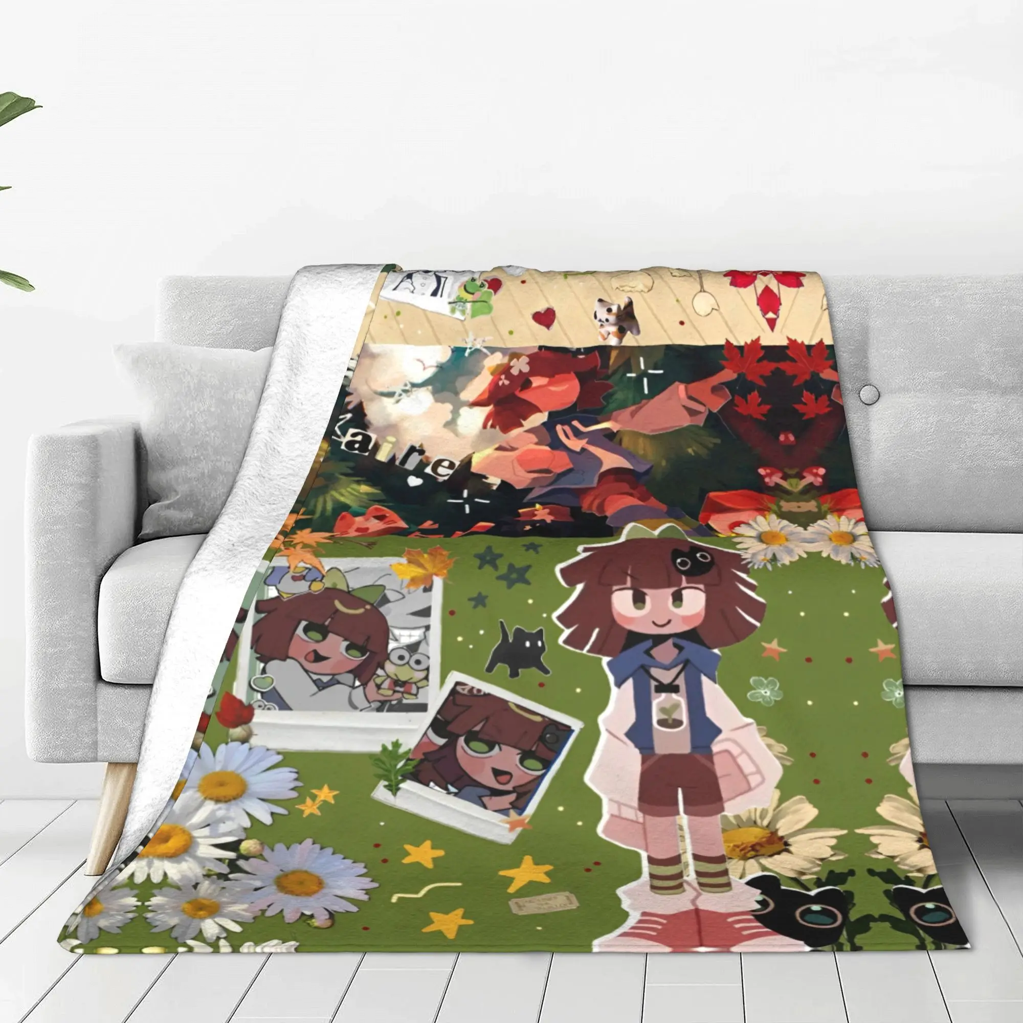 Claire Miss Circle Cartoon  Knitted Blanket Flannel Fundamental Paper Education Soft Throw Blanket for Car Sofa Couch Bedspread