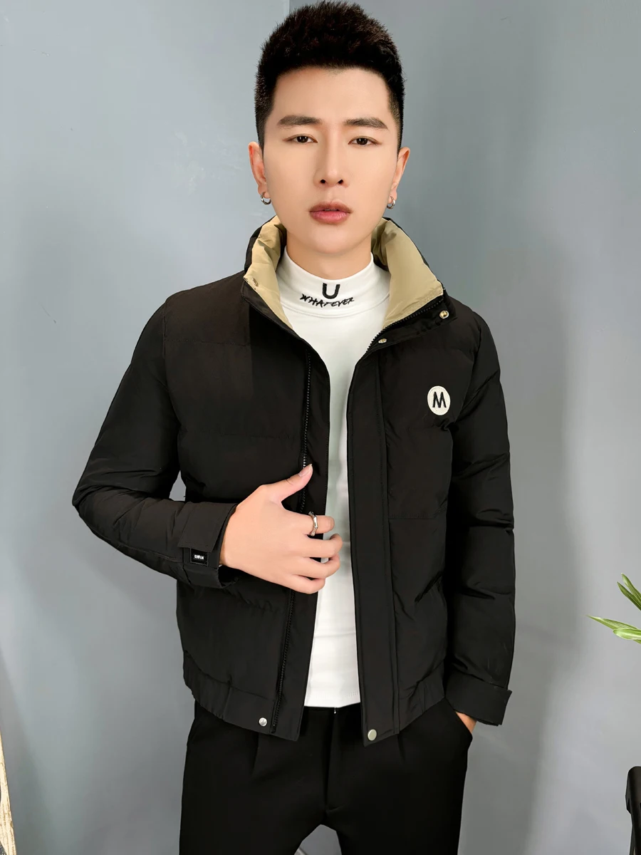 

Men's Thiened Cotton Jaet 2025 New Korean Sle Slim Fit Stand Collar Warm Faionable Versatile Youthful Casual Coat