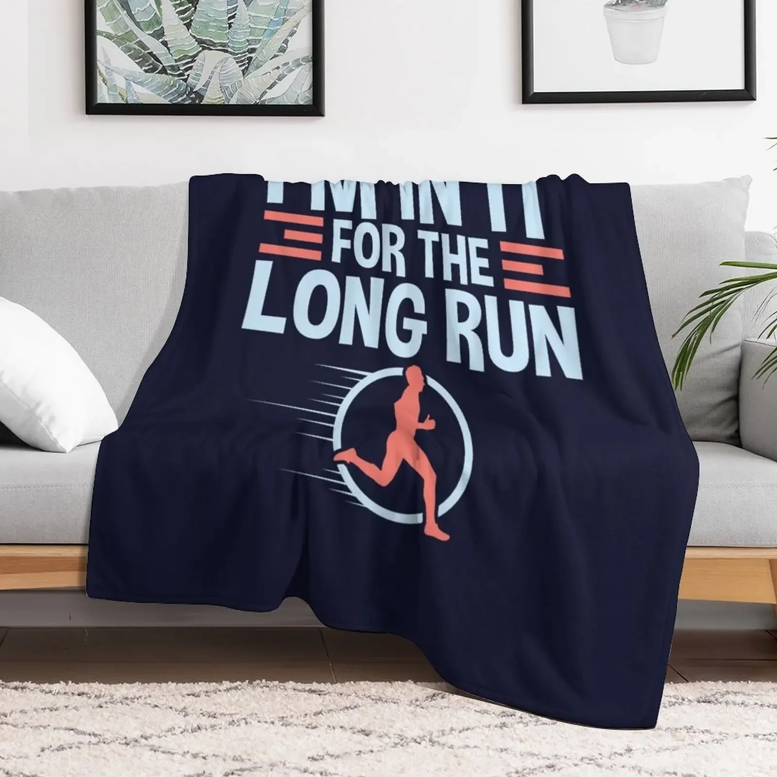 Runner Quotes Gifts - I'm In It For The Long Run Throw Blanket Softest Custom Cute Plaid Bed covers Blankets