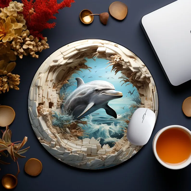 Happy Dolphin wall-jumping hole mouse pad Rubber anti-slip computer mechanical keyboard pad High quality washable HD printing