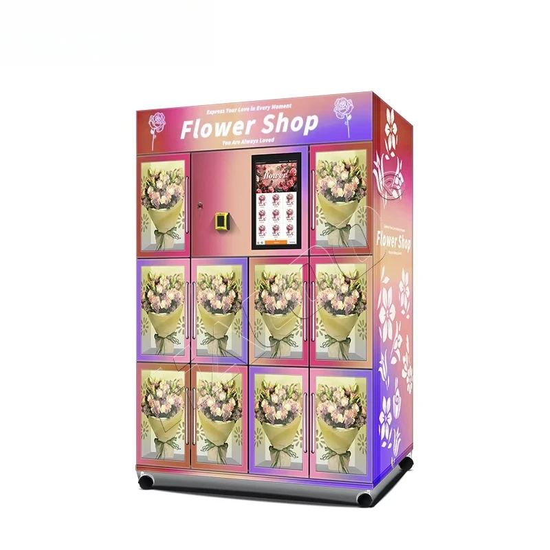 Vending Machine Manufacturer 21.5-inch Smart Touch Screen 10-Cell Flower Vending Machine with Cooling System
