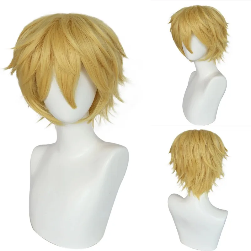 Perruque courte anime avec dessus taquin - Cheveux de cosplay synthétiques pour hommes et femmes - Perruque de costume de personnage d'Halloween texturée et pointue