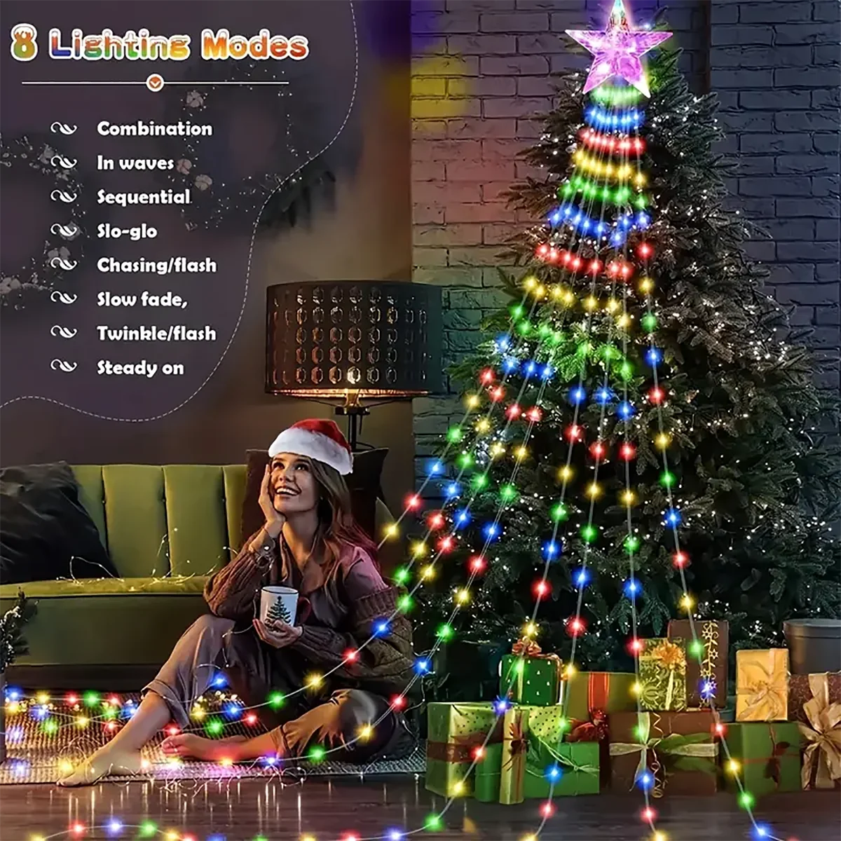 LED-Lichterkette für den Außenbereich, 2/3 m, USB, wasserdicht, mit 8 Beleuchtungsmodi für Garten, Weihnachtsbaum, Party-Dekoration – Detail 2