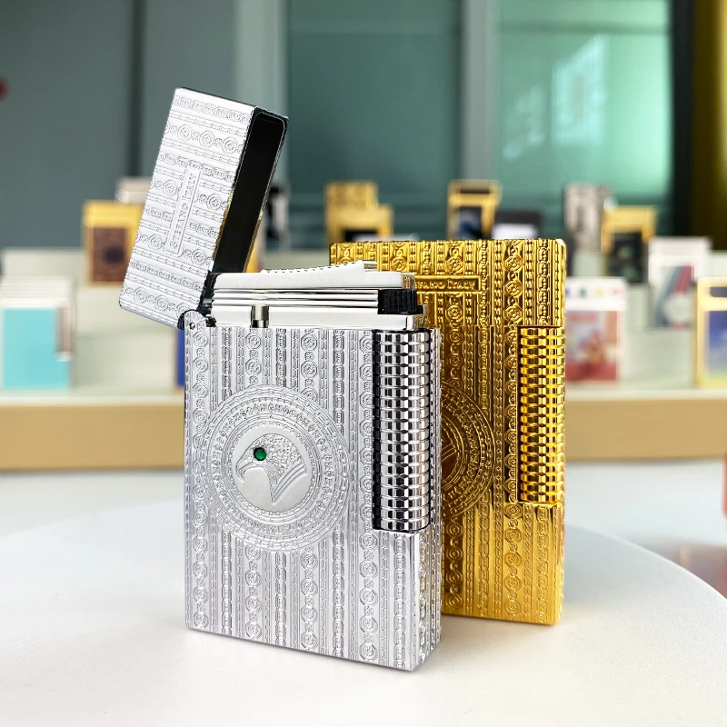 New commemorative edition luxury butane lighter single and double flame flat tone natural paint smoker L2 series 19005