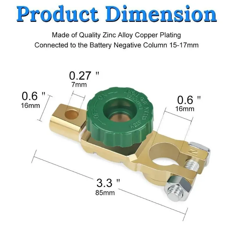 Heavy-Duty Brass Car Battery Disconnect Switch Quick Cut-off Isolator 12V 24V with Knob Anti-Leakage Battery Terminal Car Repair view 6