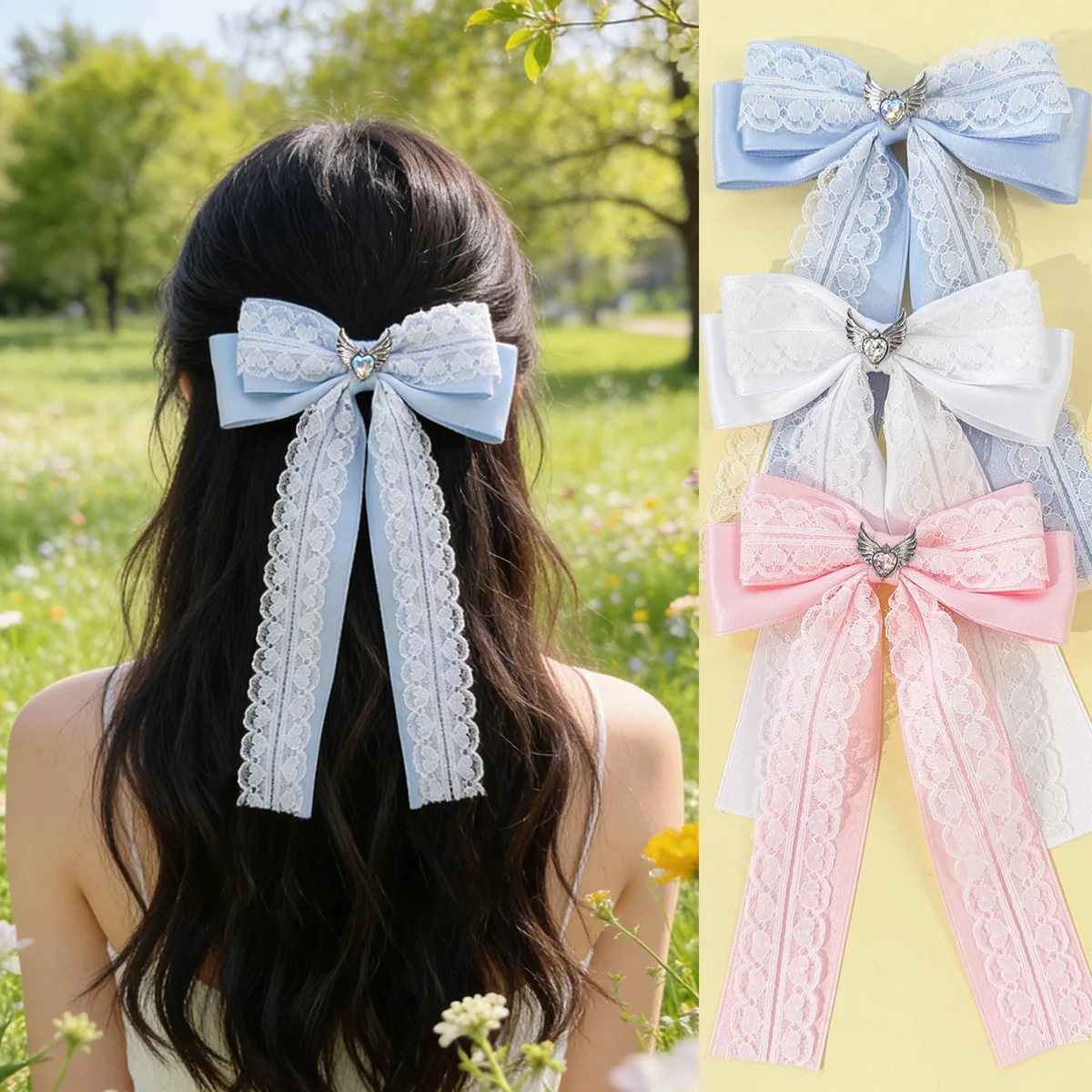 30-pcs-lot-512”-fashion-lace-ribbon-bow-hair-clips-for-women-girl's-ponytail-clip-hair-accessories