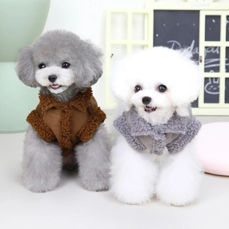 British Style Dog Jacket Winter Warm Dog Clothes Lamb Fleece Puppy Costume Chihuahua Coat for Small Dogs Pet Pug Yorkie Outfits