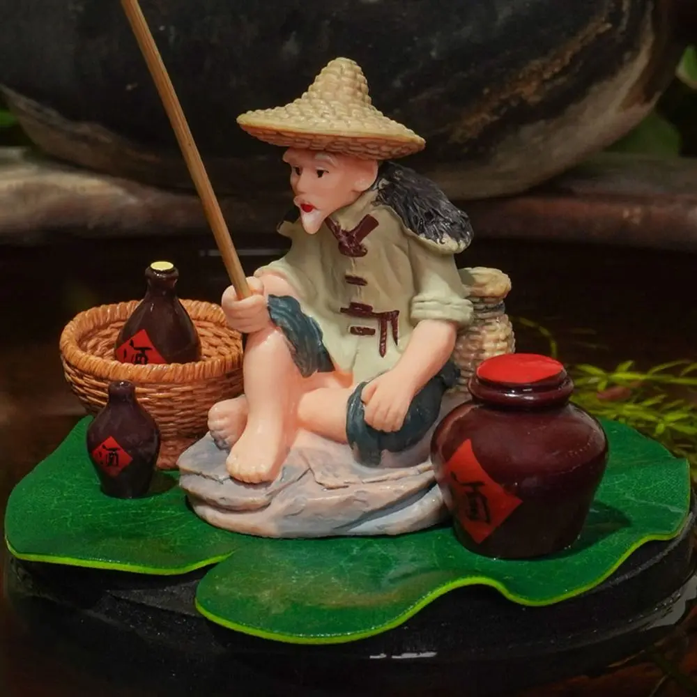 PVC Old Man Fishing Ornament foam lotus leaf Jiang Tai Gong Fishing Floating DIY Miniature Room Decoration