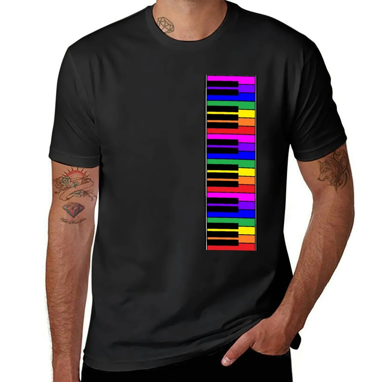 Rainbow Piano Keyboard 2 T-shirt Aesthetic clothing plus size tops slim fit t shirts for men