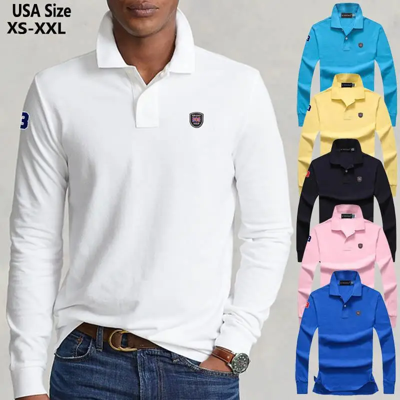 Fashon Polos Top Quality Embroidery Pattern Men\'s Polo Shirt Spring Autumn Cotton Shirts Fit Casual Polos Shirts Men Clothing