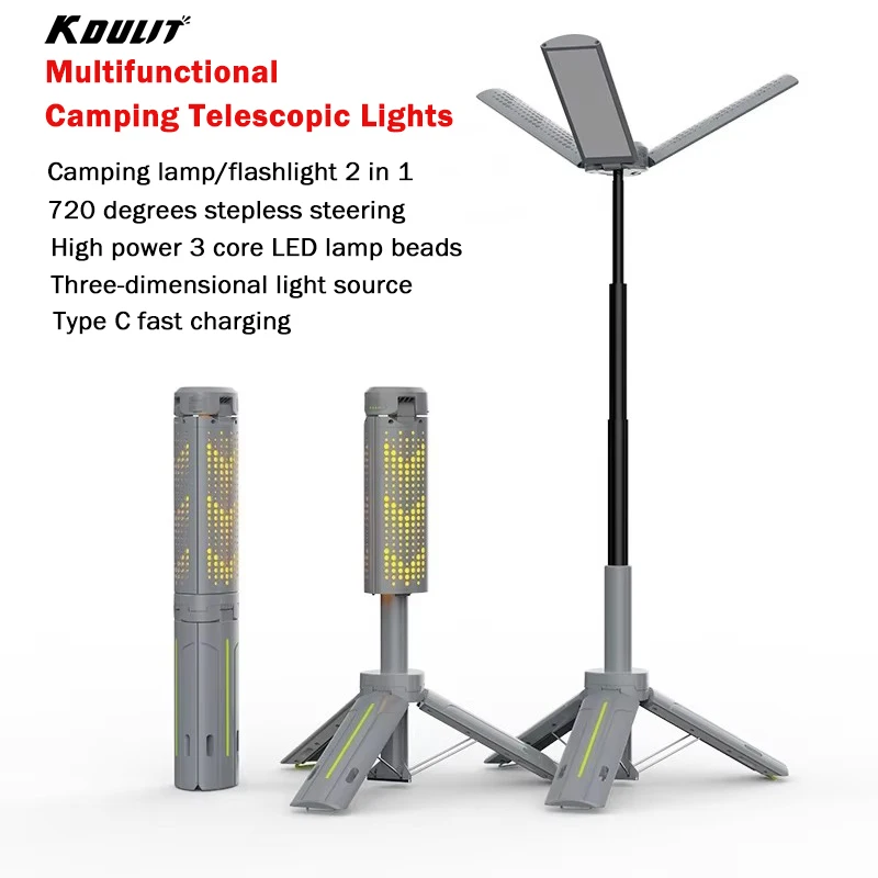 Telescopic Camping Lantern 8000mAh Rechargeable Waterproof Flashlights Dimmable Camping Lamp Emergency Camping Hiking Light