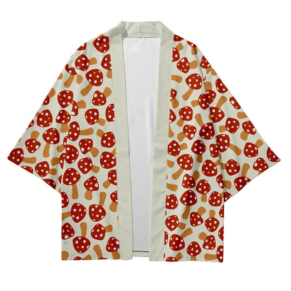 Plus Size Strawberry Print 6XL 5XL 4XL 3XL XXL Loose Japanese Cardigan Women Men Harajuku Kimono Cosplay Blouse Yukata Clothing