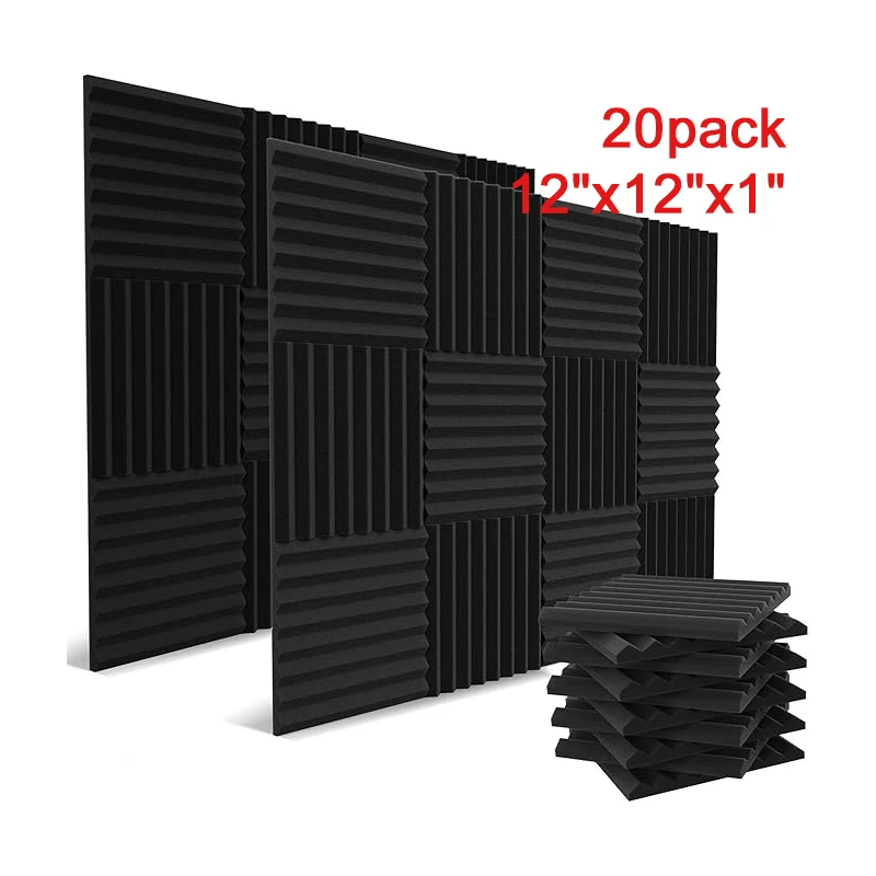 20pack Studio Acoustic Foam Panels 30x30x2.5cm Soundproofing Wedges Noise Absorbing for Home KTV Recording Studio Sound Insulate